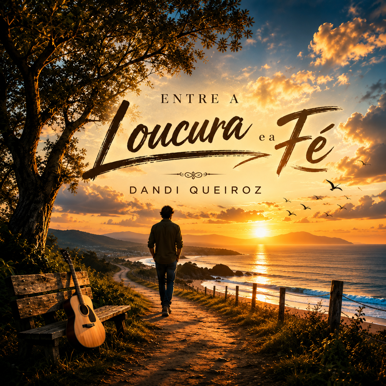 Capa oficial do EP Entre a Loucura e a Fé, de Dandi Queiroz